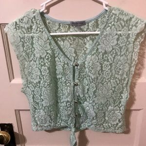 Charlotte Russe mint green lace crop top, xs